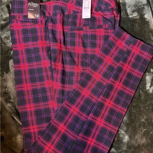 The Audrey Pant NY & Company Plaid Pants in Red and Purple